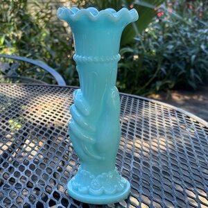Antique Portieux Vallerysthal opaline glass hand vase